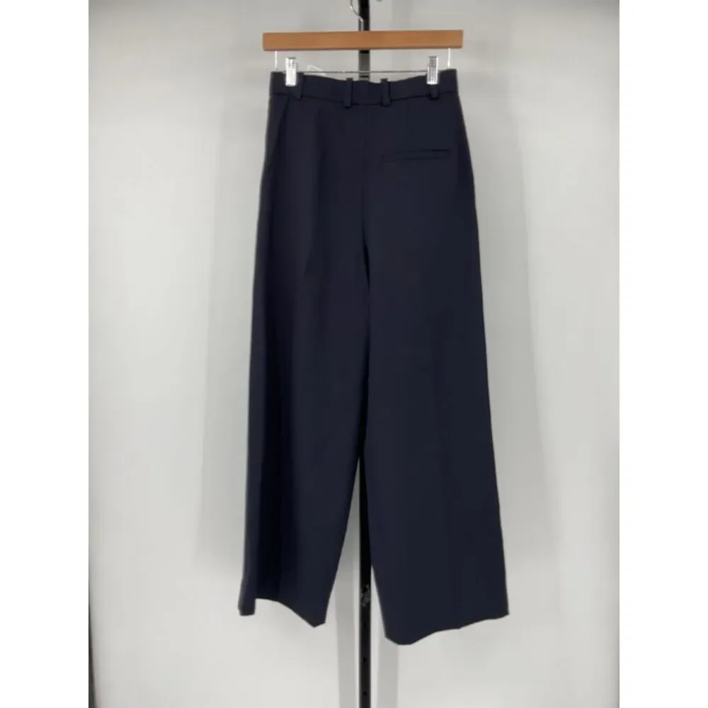 COS Navy Wide-Leg Pleated Trousers - Picture 3 of 3